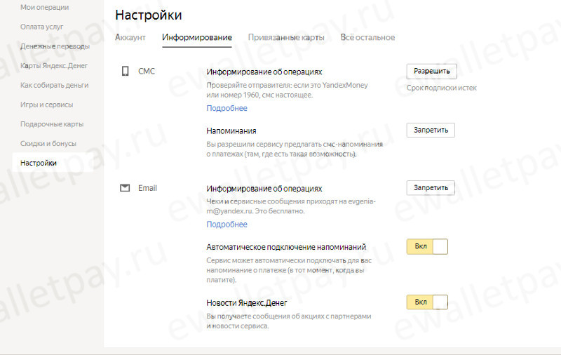 Редактирование персональных данных после создания Yandex кошелька в системе