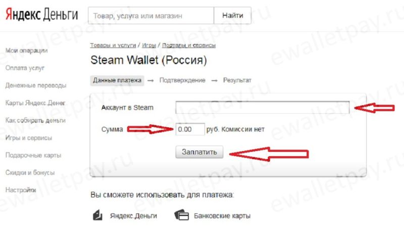 Пополнение счета в Стиме через Яндекс.Деньги